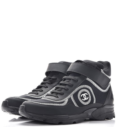 Chanel Calfskin Neoprene Tweed Quilted Sneakers 38.5 Black 3 of 8