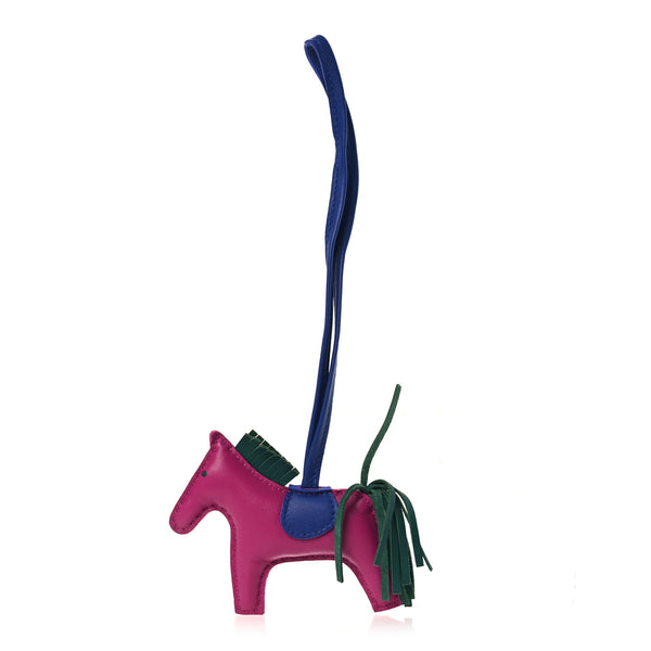 Hermes Milo Lambskin Grigri Rodeo Horse Bag Charm PM Rose Pourpre