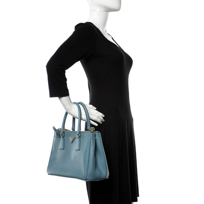 Prada Saffiano Small Galleria Double Zip Tote Aviazione 3 of 13