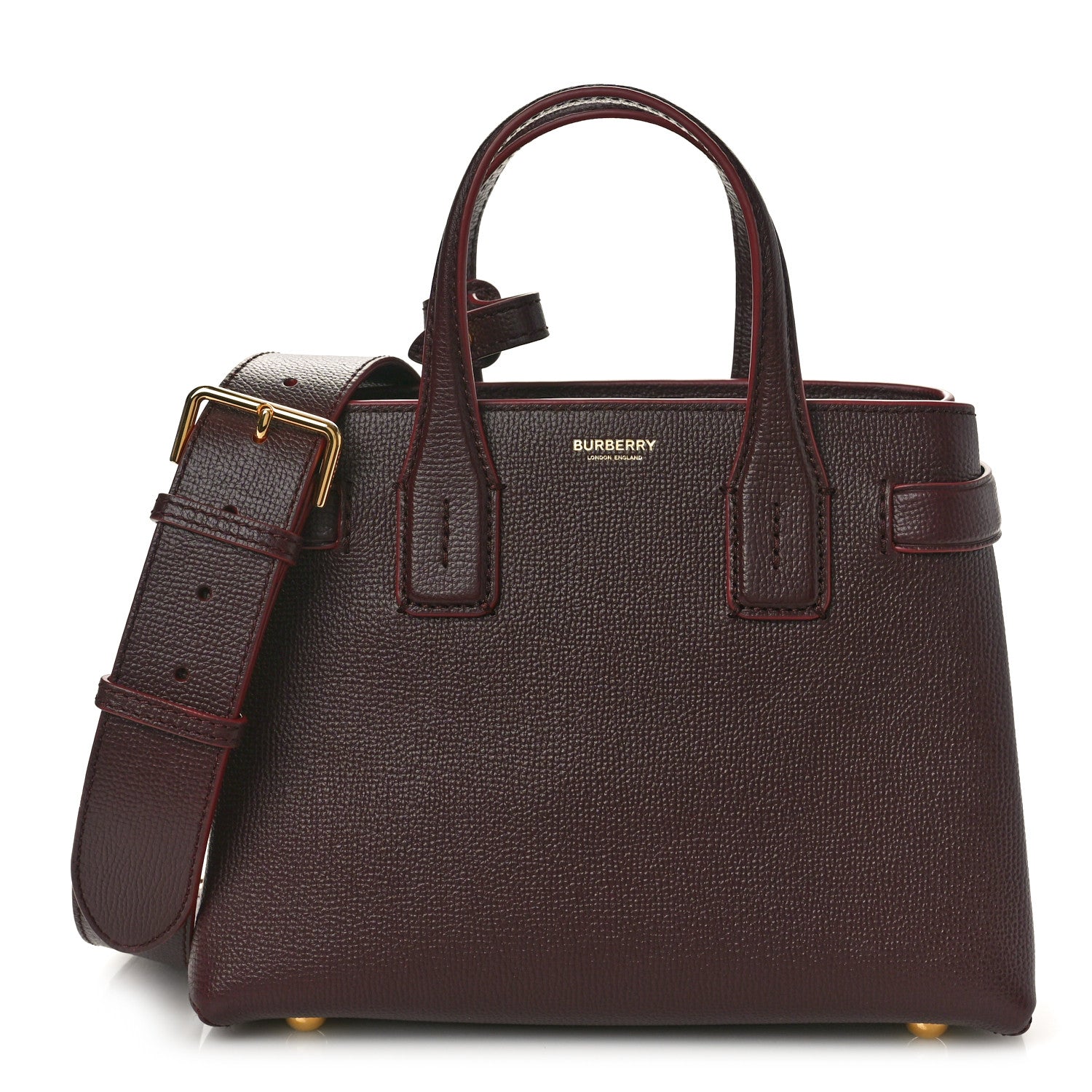 Burberry Grainy Calfskin House Check Small Banner Tote Mahogany Red 1 of 9