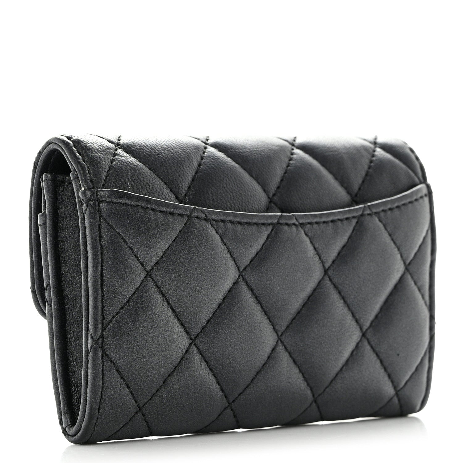 Chanel Lambskin Quilted Flap Card Holder Wallet So Black 2 of 9