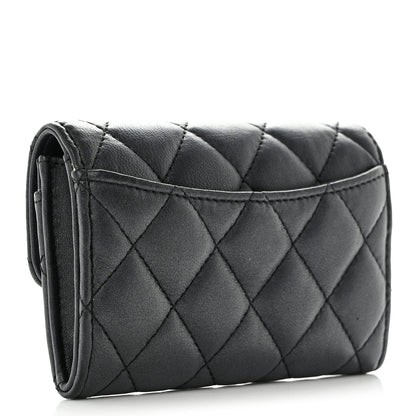 Chanel Lambskin Quilted Flap Card Holder Wallet So Black 2 of 9