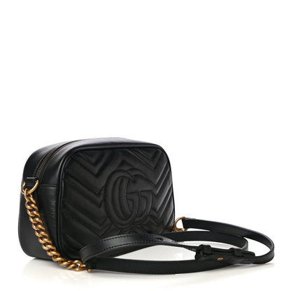 Gucci Calfskin Matelasse Small GG Marmont Chain Shoulder Bag Black 3 of 12