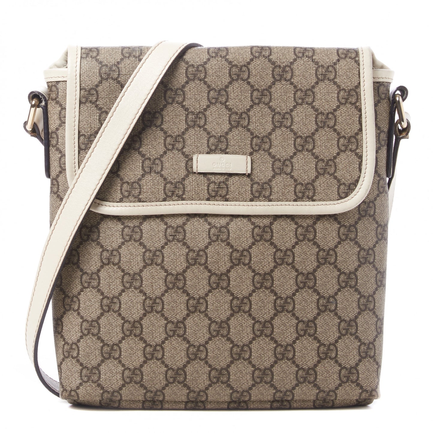 GG Plus Monogram Small Flap Messenger Bag Beige Off White