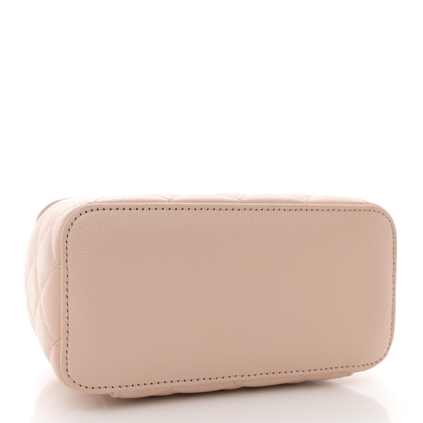 Caviar Quilted Small Vanity Case With Chain Light Beige