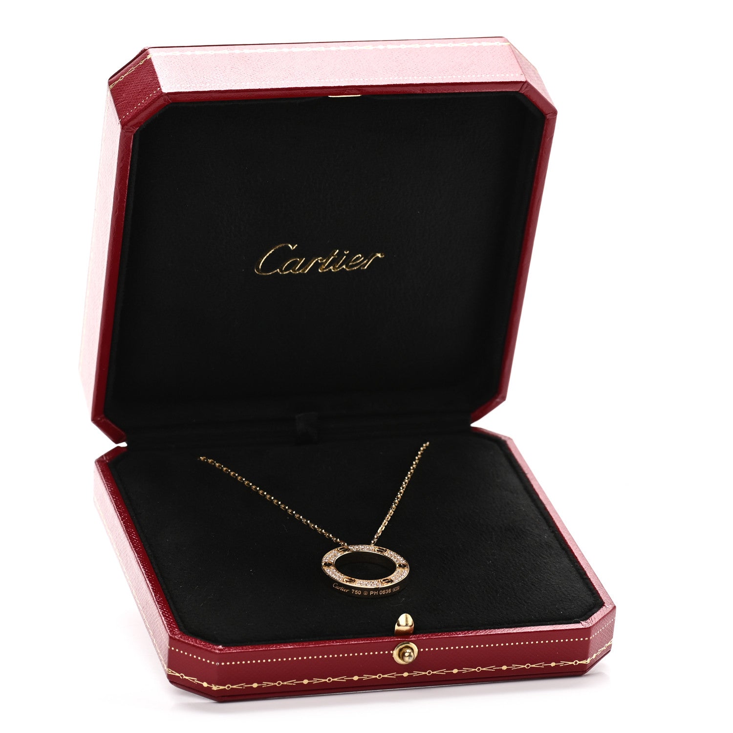 Cartier 18K Yellow Gold Diamond LOVE Paved Necklace 6 of 6