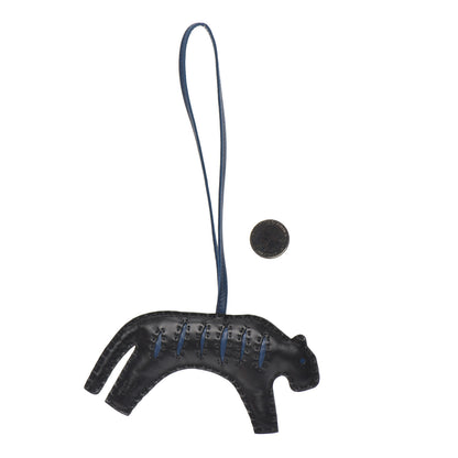 Hermes Milo Lambskin Rooroo Bag Charm Black Bleu de Malte 2 of 3