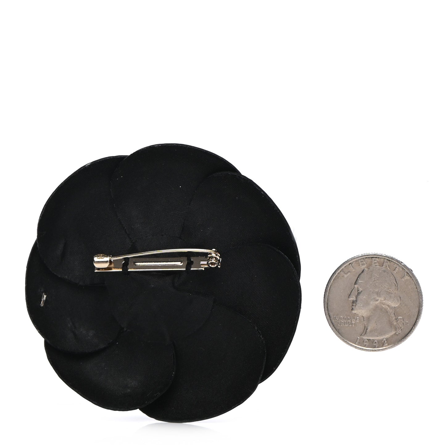 Patent Leather Camellia Pin Brooch Black
