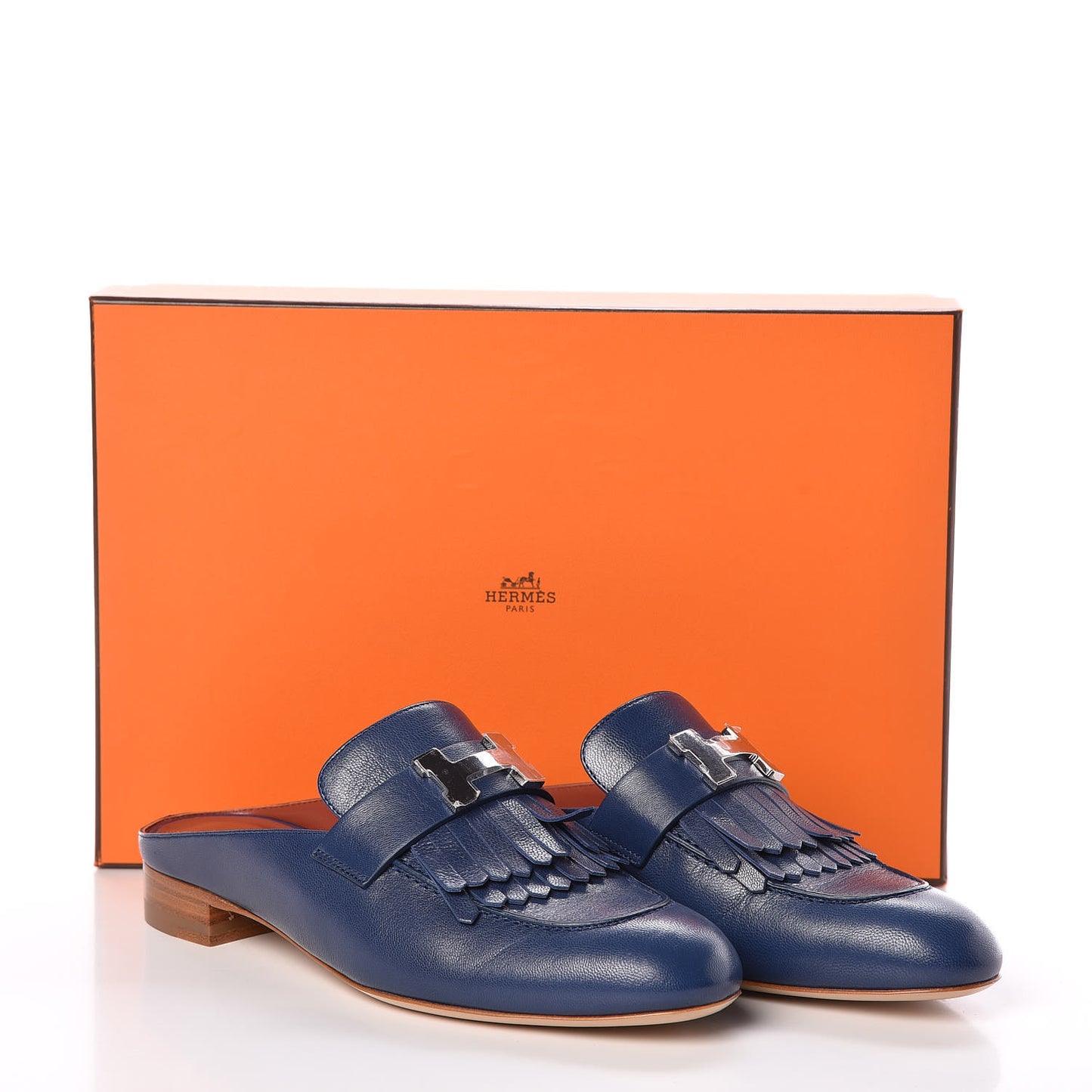 Goatskin Rivoli Mules 36.5 Bleu Maritime
