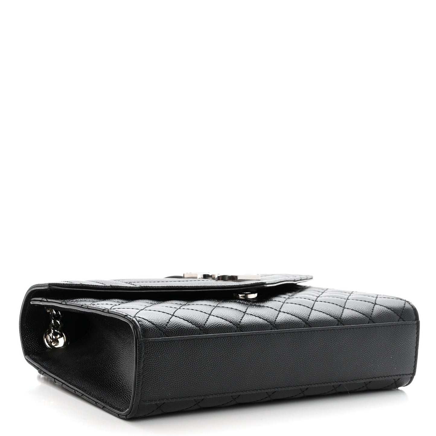 Grain De Poudre Textured Mixed Matelasse Triquilt Medium Monogram Satchel Black