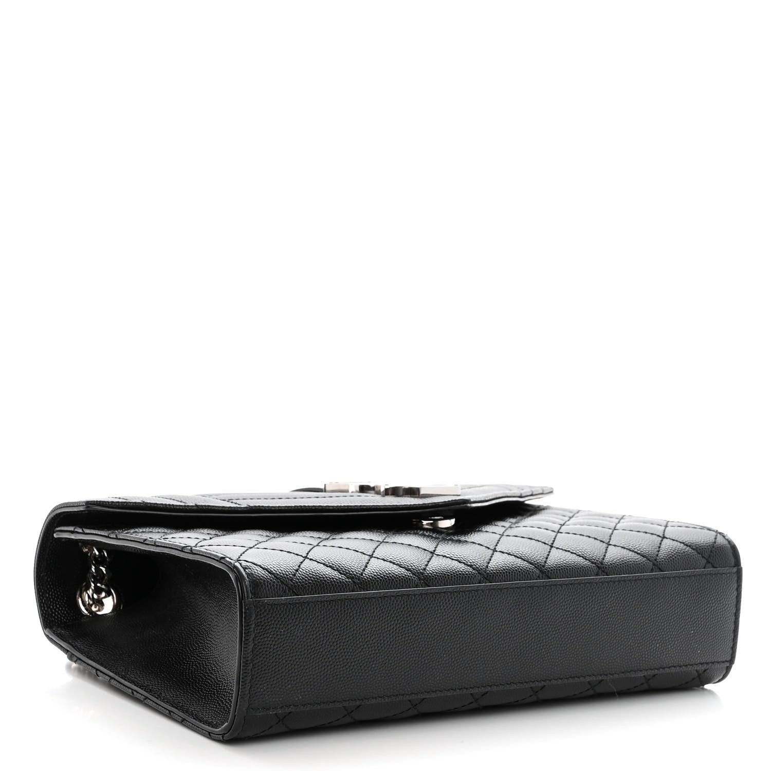 Saint Laurent Grain De Poudre Textured Mixed Matelasse Triquilt Medium Monogram Satchel Black 4 of 9