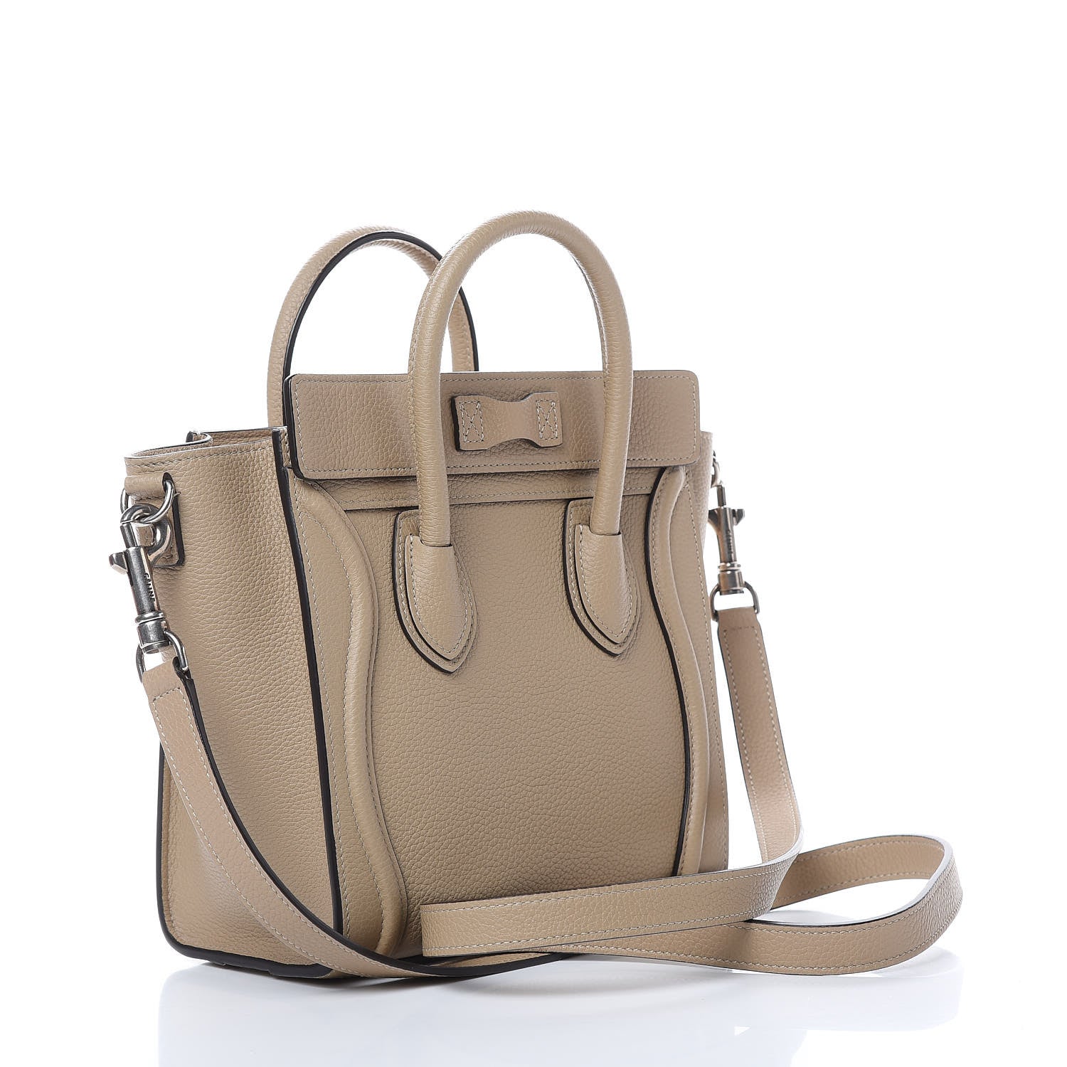 Celine Drummed Calfskin Nano Luggage Dune 3 of 11