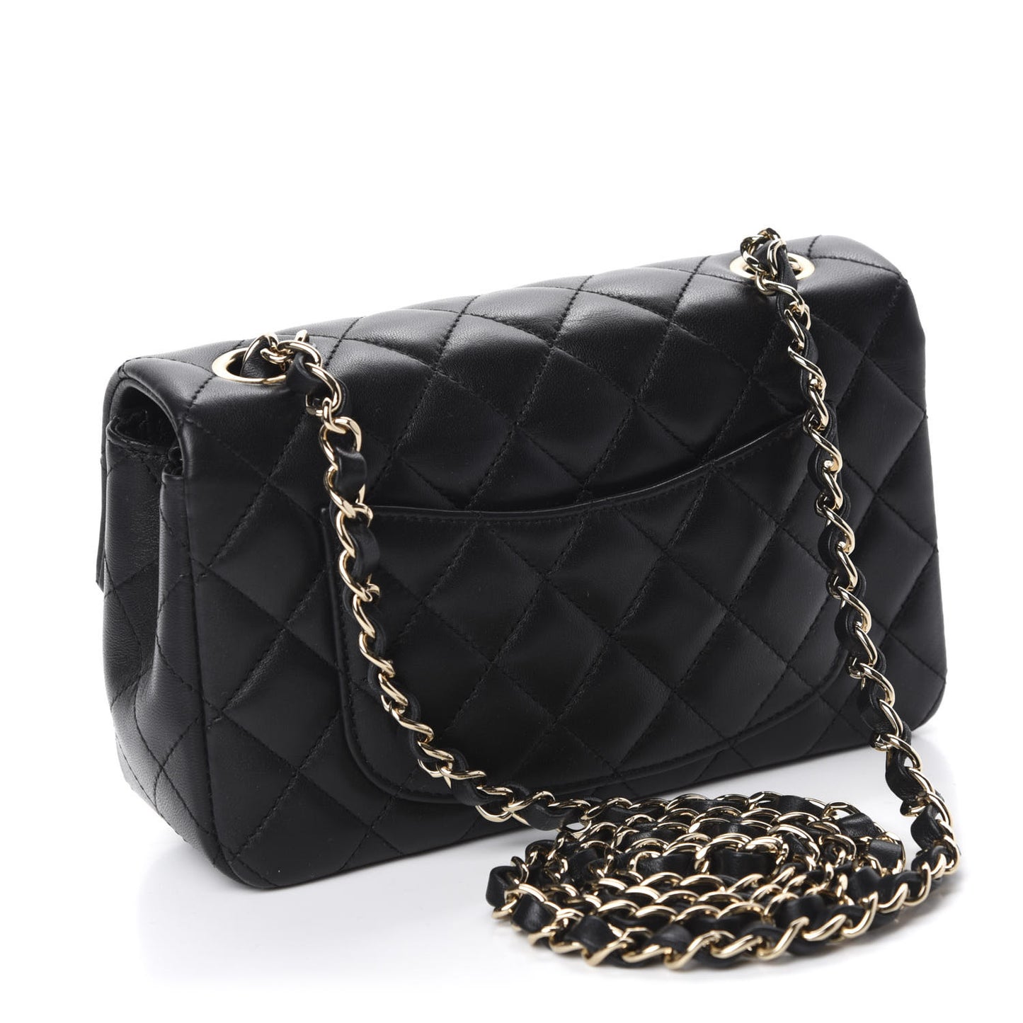 Lambskin Quilted Mini Rectangular Flap Black