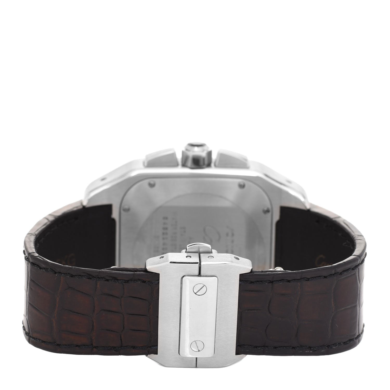 Cartier Stainless Steel Alligator 41mm Santos 100 Chronograph Automatic Watch Brown 3 of 5