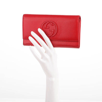 Gucci Pebbled Calfskin Soho Continental Wallet Red 2 of 7