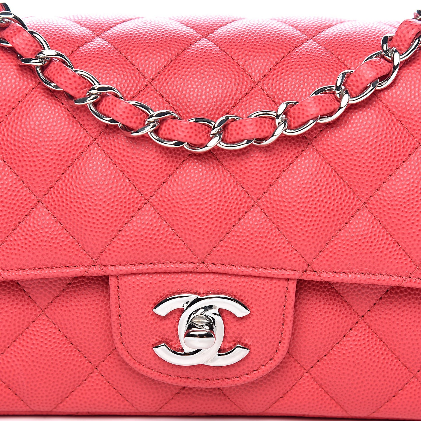 Caviar Quilted Mini Rectangular Flap Dark Pink