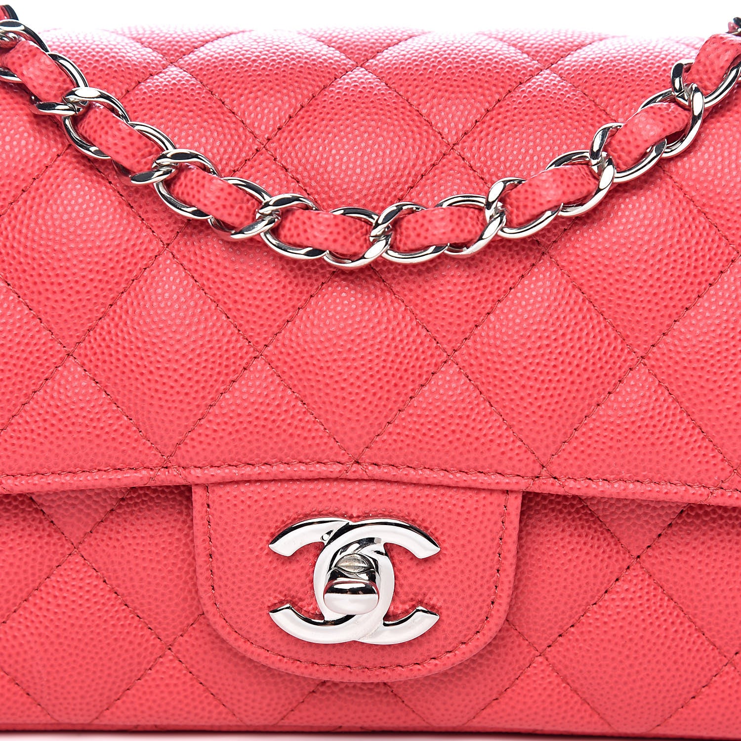 Chanel Caviar Quilted Mini Rectangular Flap Dark Pink 10 of 10