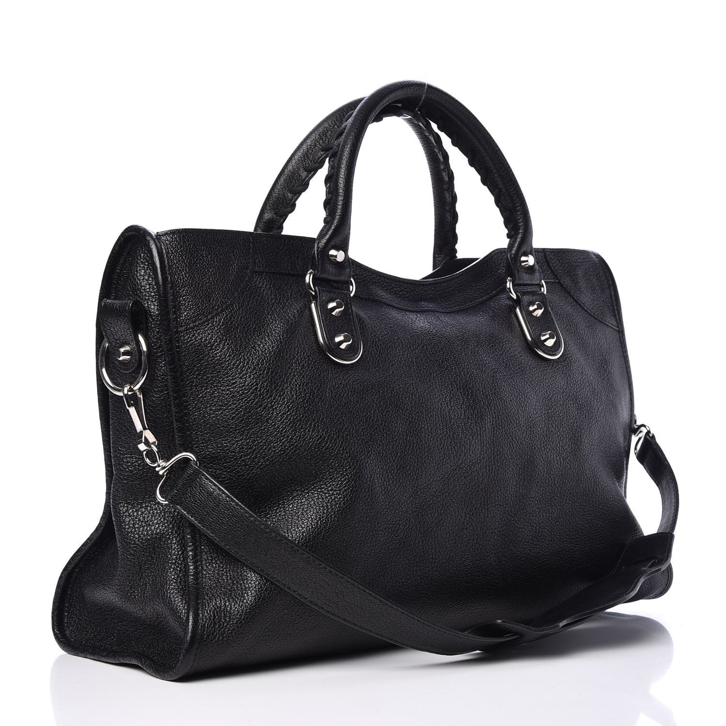 Chevre Silver Metallic Edge Hardware City Black