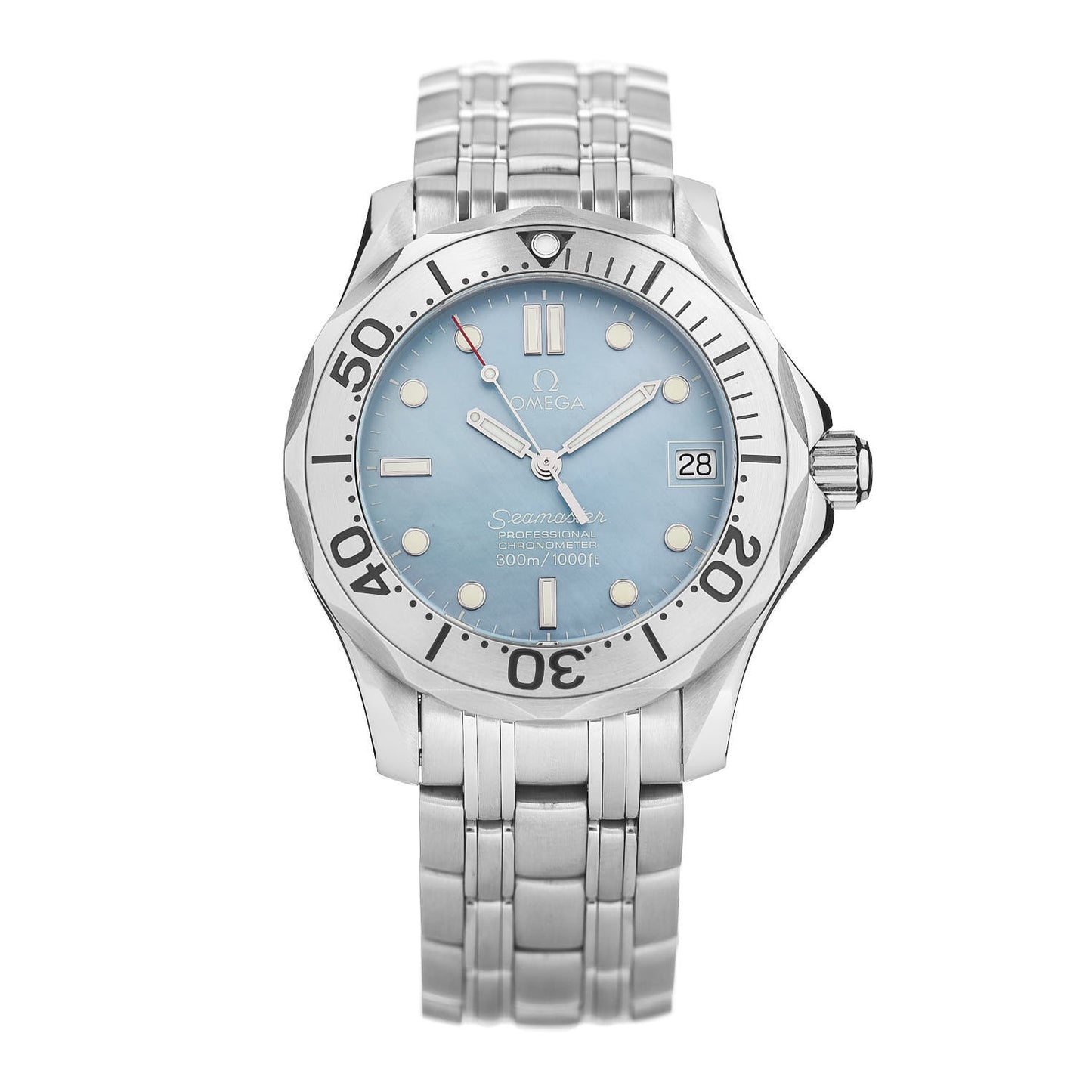 Stainless Steel Mother of Pearl 36mm Seamaster Professional Automatic Watch Blue 2050.71