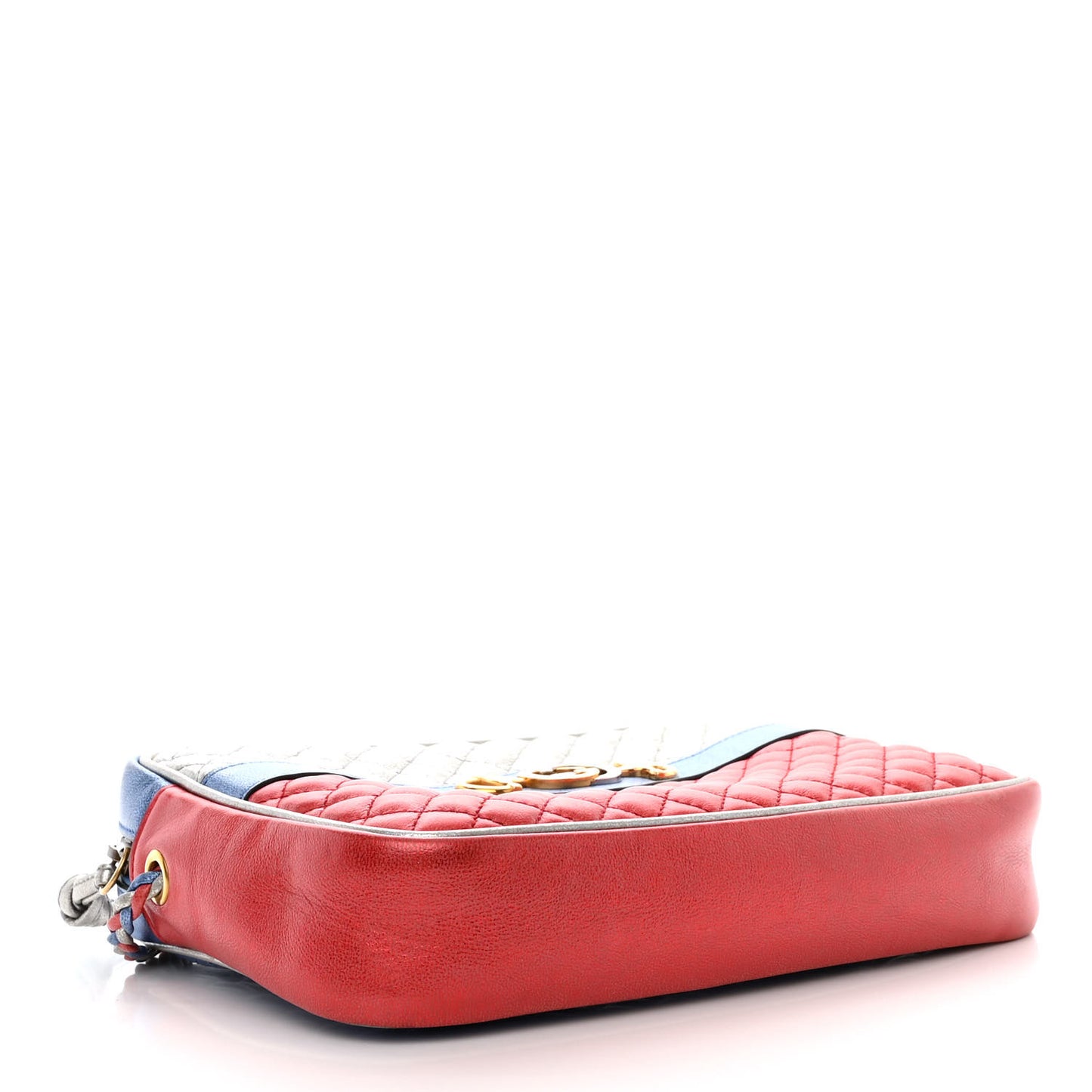 Laminated Nappa Trapuntata Small Zumi Shoulder Bag Rosso Marine Argento