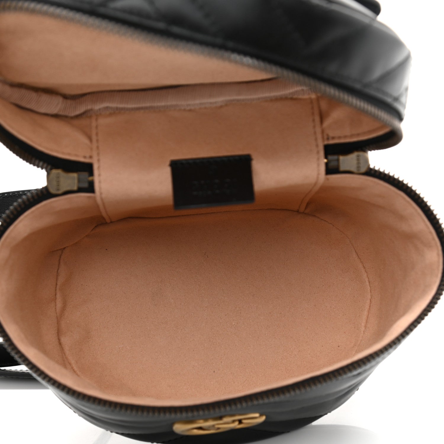 Gucci Calfskin Matelasse Mini GG Marmont Round Backpack Black 5 of 11