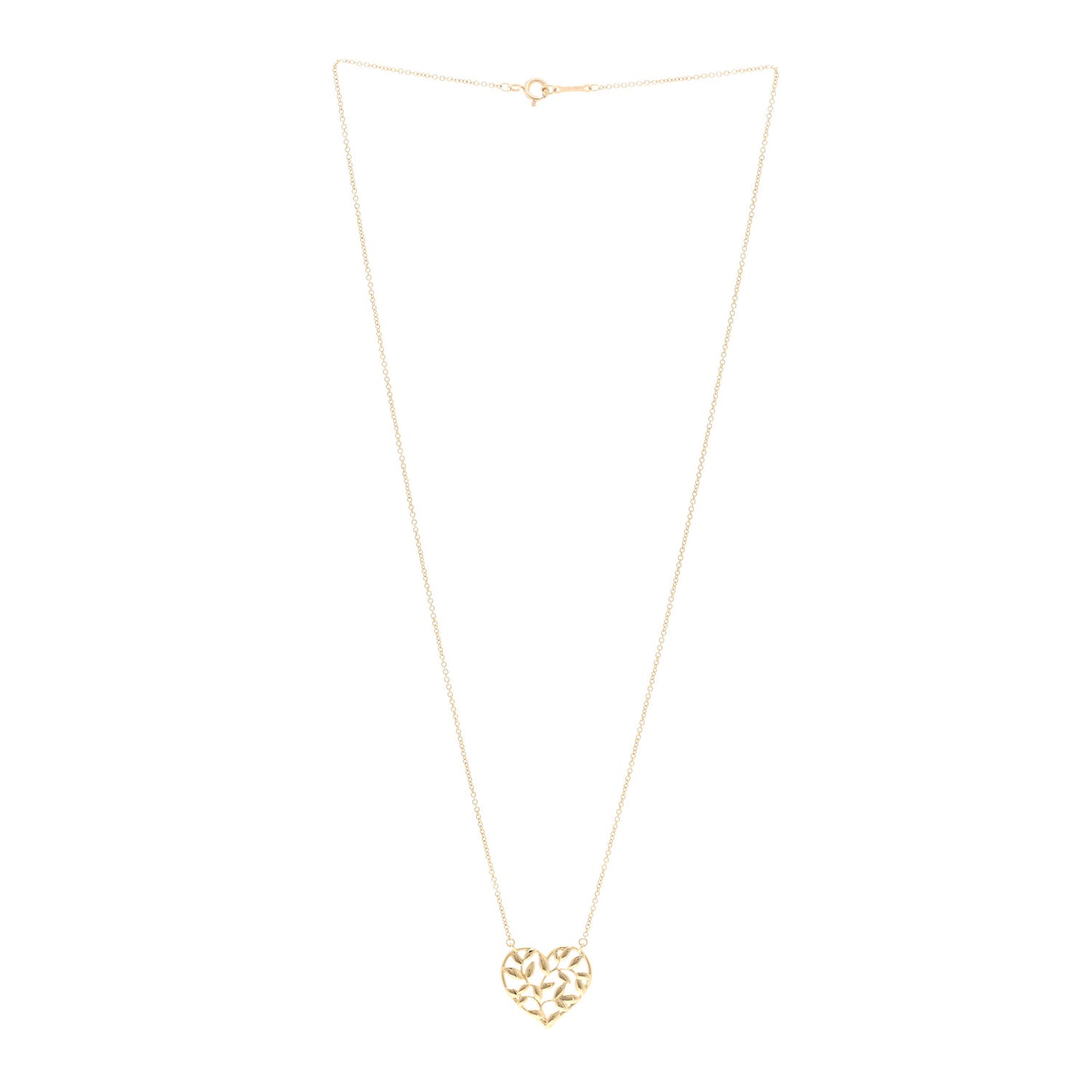 18K Yellow Gold Paloma Picasso Olive Leaf Heart Pendant Necklace