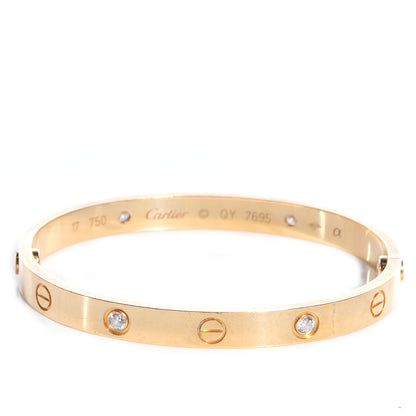 Cartier 18K Yellow Gold 4 Diamond LOVE Bracelet 17 1 of 5