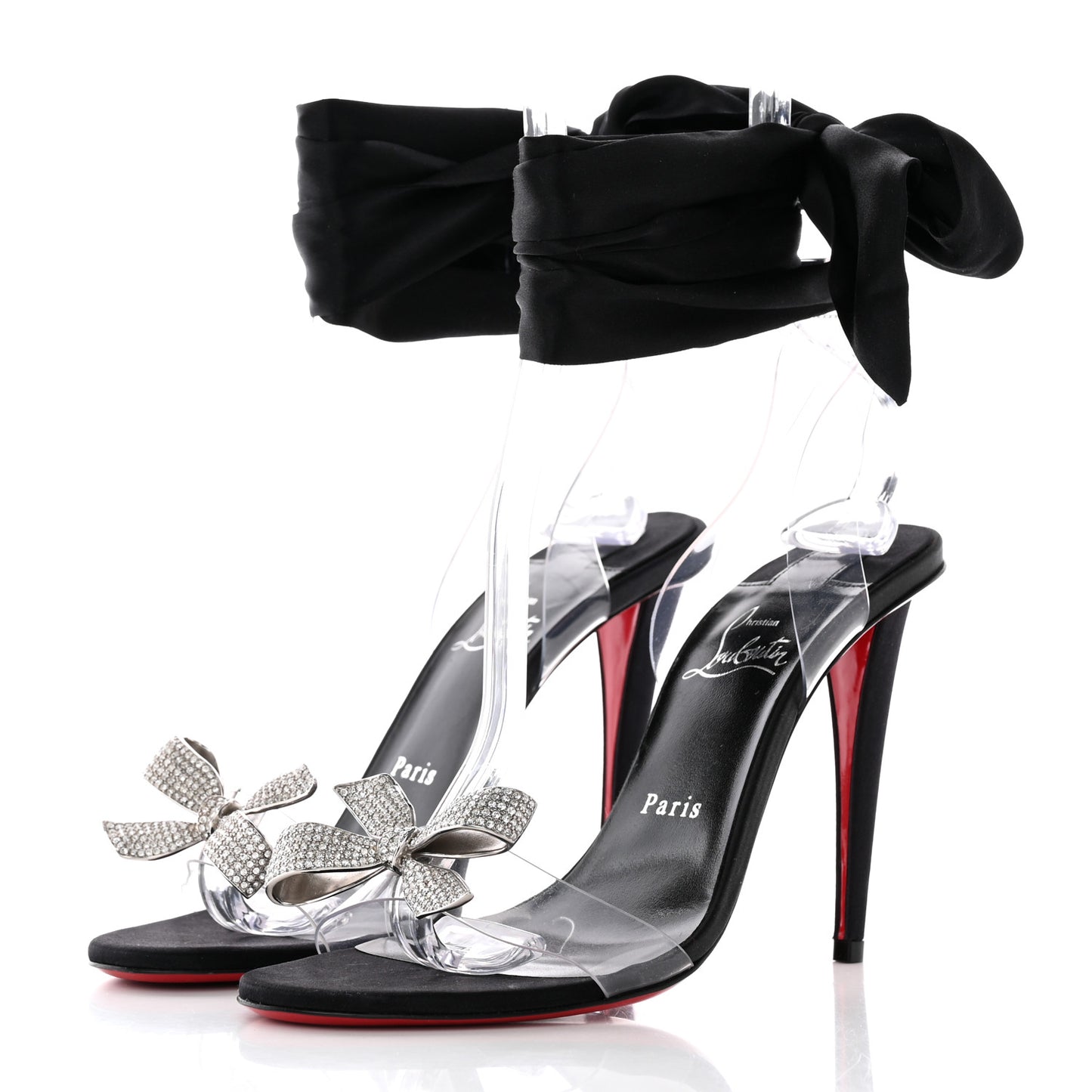 Satin Crystal PVC Astrinodo 100 Sandals 38.5 Black