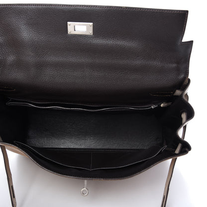 Hermes Taurillon Clemence Tri-Color Kelly Retourne 35 Tabac Camel Ecorce Craie 5 of 9