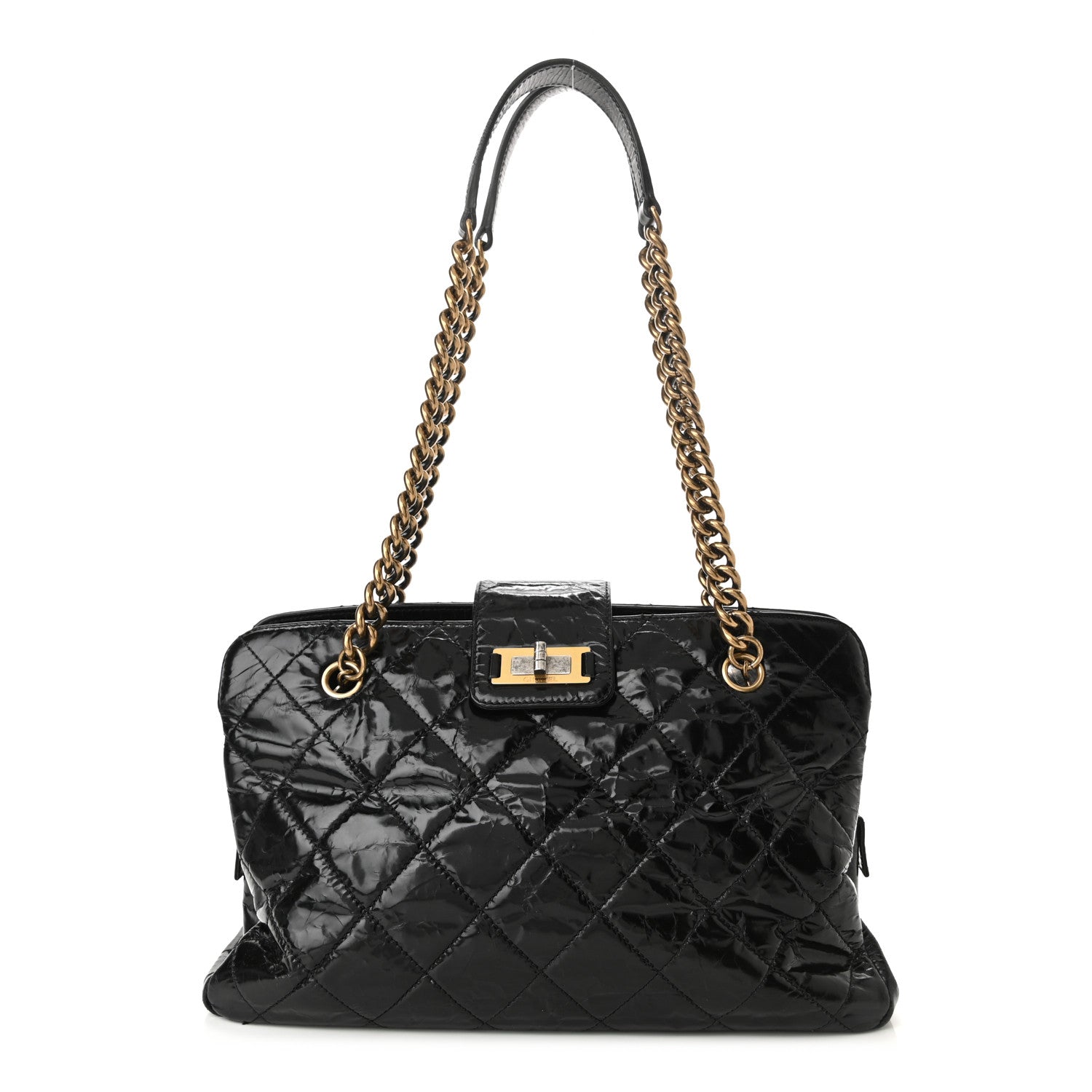 Chanel Glazed Crackled Calfskin Small Reissue Tote Black 1 of 11