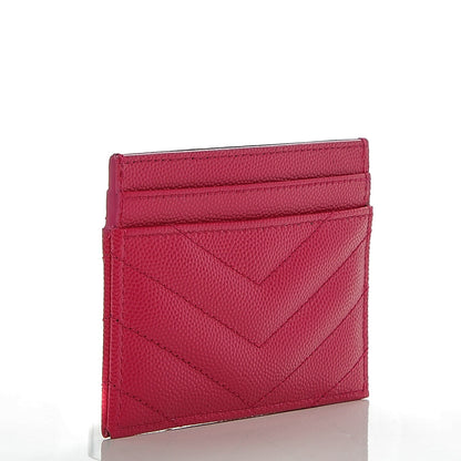 Saint Laurent Grain De Poudre Matelasse Chevron Monogram Credit Card Case Bubblegum 3 of 6