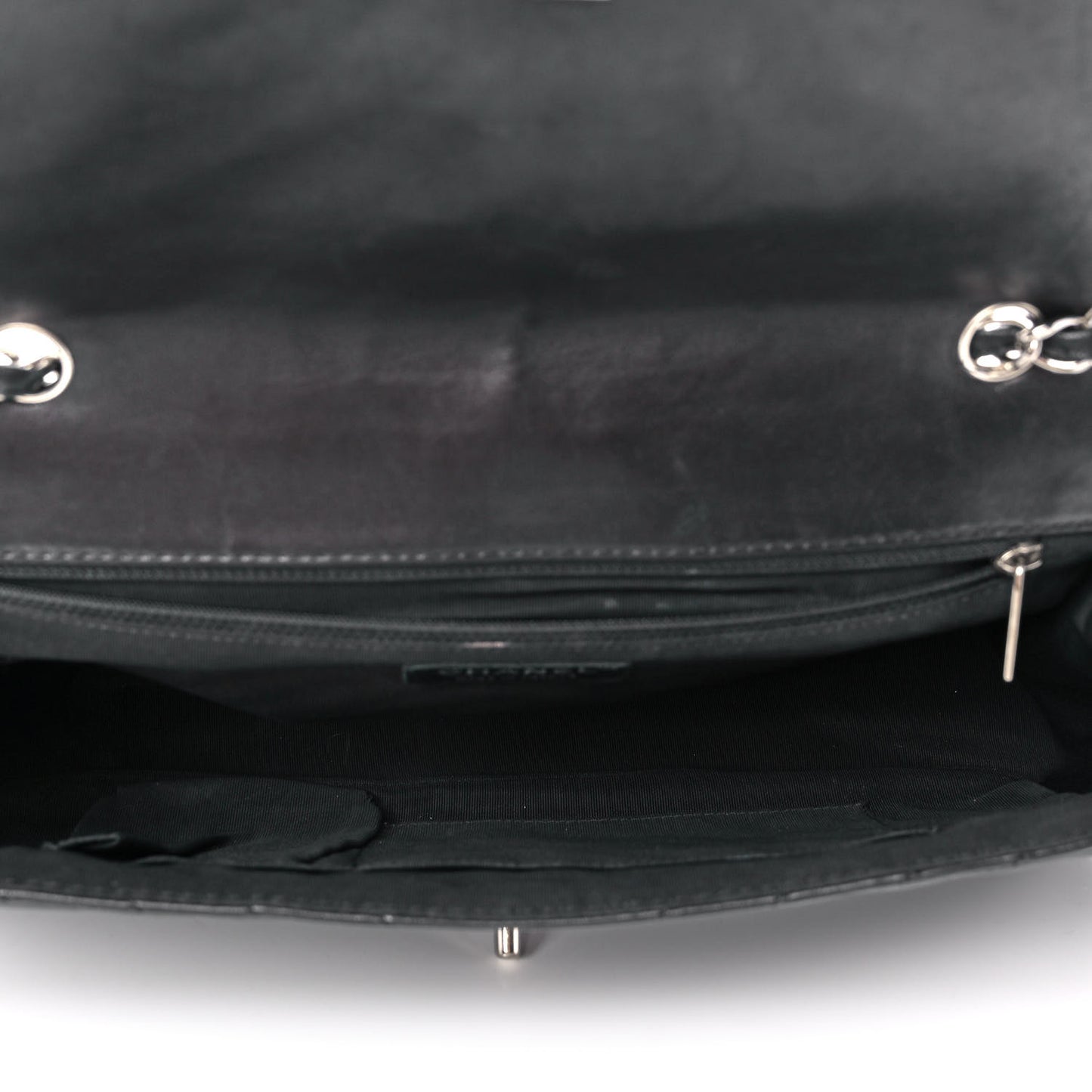 Lambskin Chevron Quilted Single Flap Black