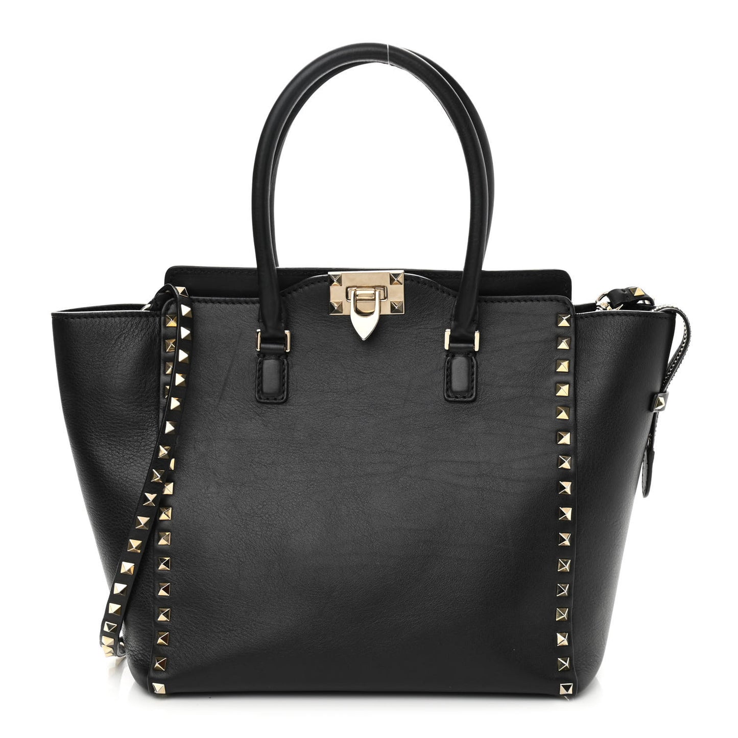 Vitello Rockstud Double Handle Tote Black