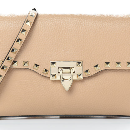 Valentino Garavani Pebbled Calfskin Medium Rockstud Flip Lock Crossbody Bag Camel Rose 8 of 16