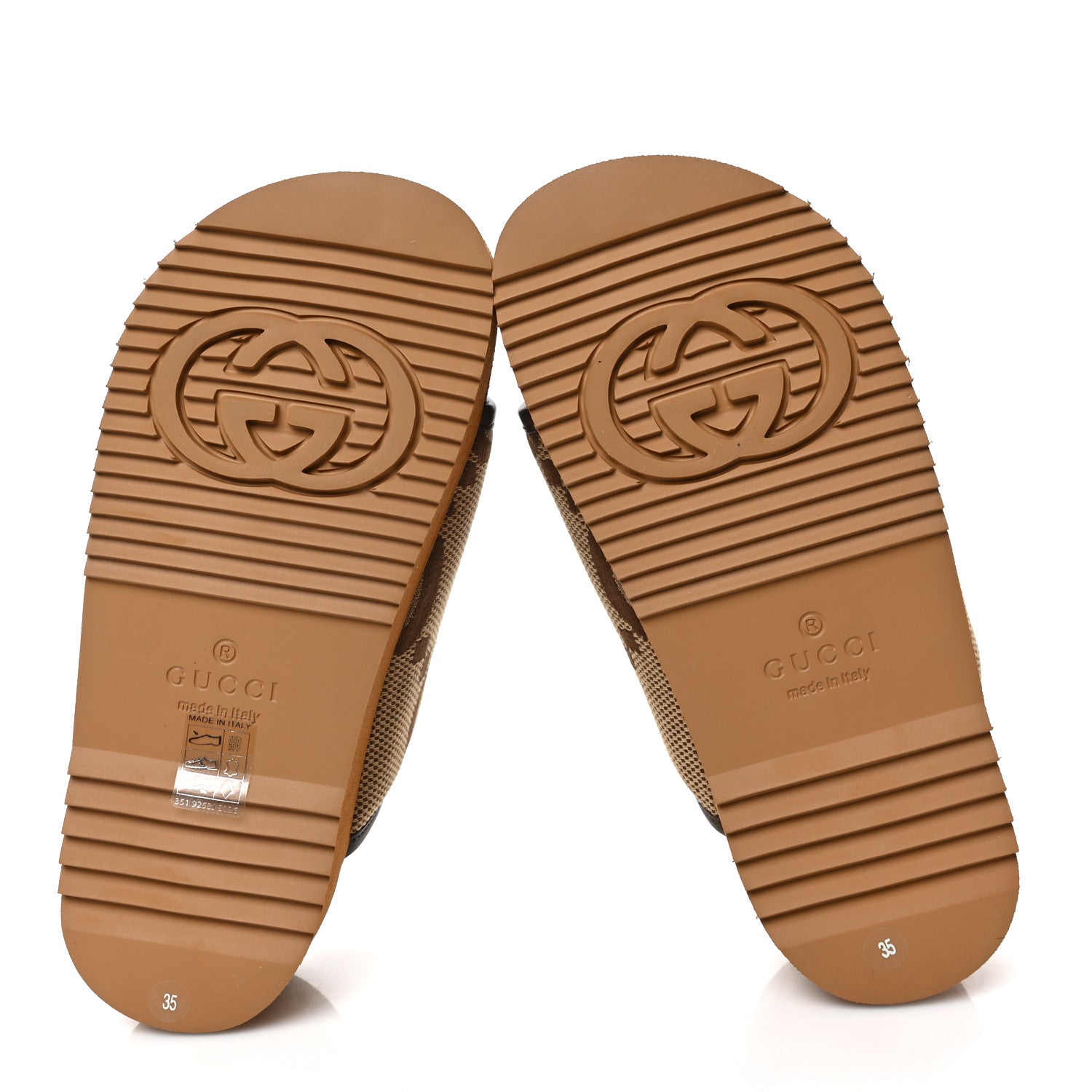 Gucci Monogram Jumbo GG Nappa Samoa Platform 40mm Slide Sandals 35 Camel Ebony New Acero 6 of 8