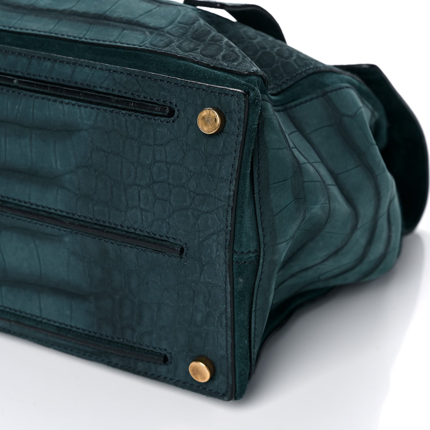 Crocodile Embossed Nubuck Calfskin Large Muse Two Green