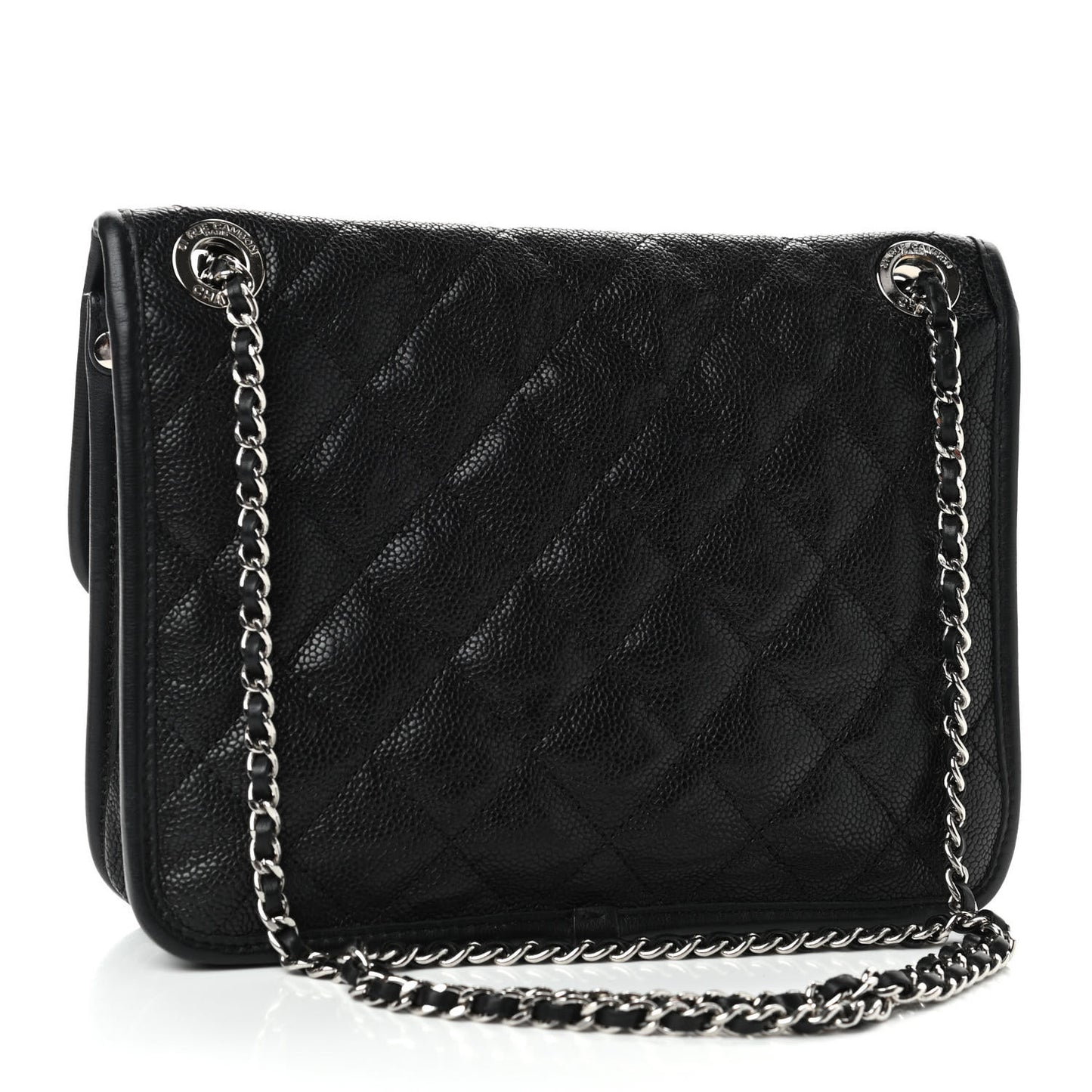 Caviar Quilted Mini French Riviera Flap Black