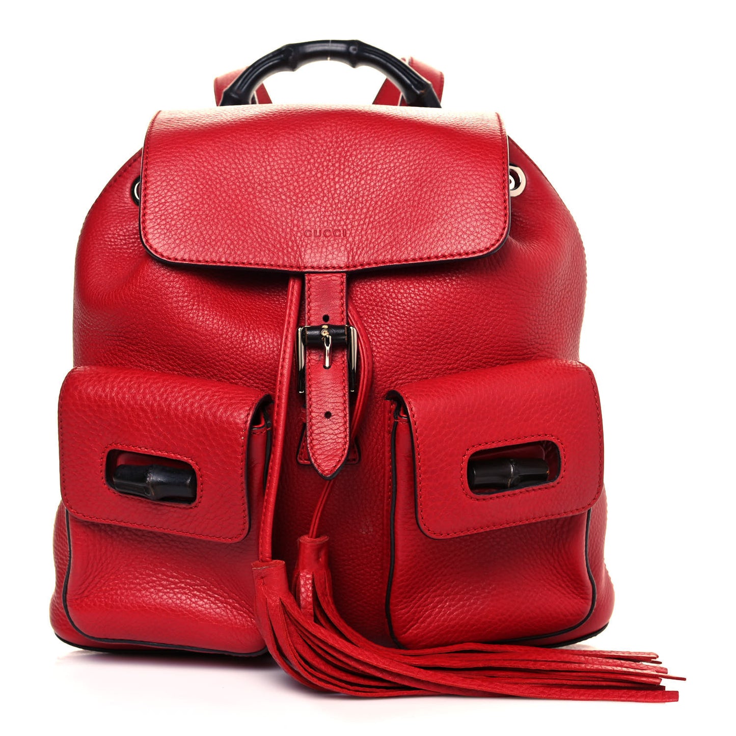 Cellarius Calfskin Medium Bamboo Backpack Hibiscus Red