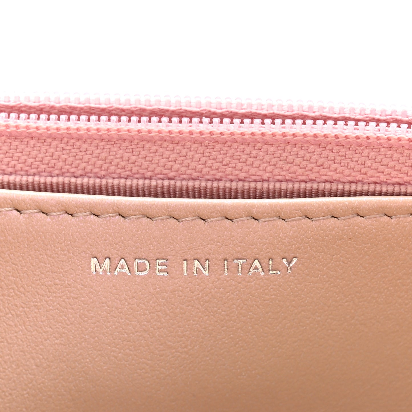 Iridescent Calfskin Quilted Wallet On Chain WOC Pink