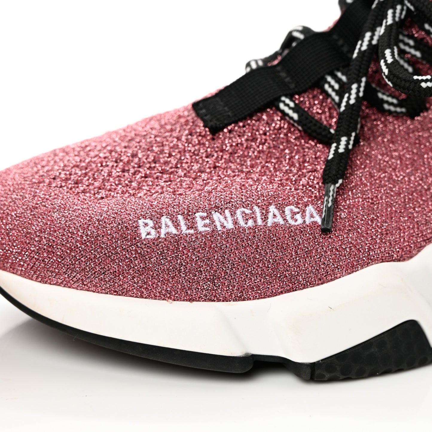 Laminated Knit Womens Speed Lace Up Sneakers 36 Pink White Black