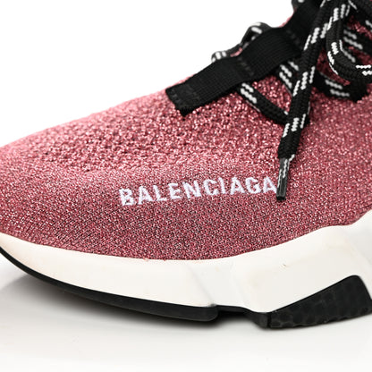 Balenciaga Laminated Knit Womens Speed Lace Up Sneakers 36 Pink White Black 8 of 8