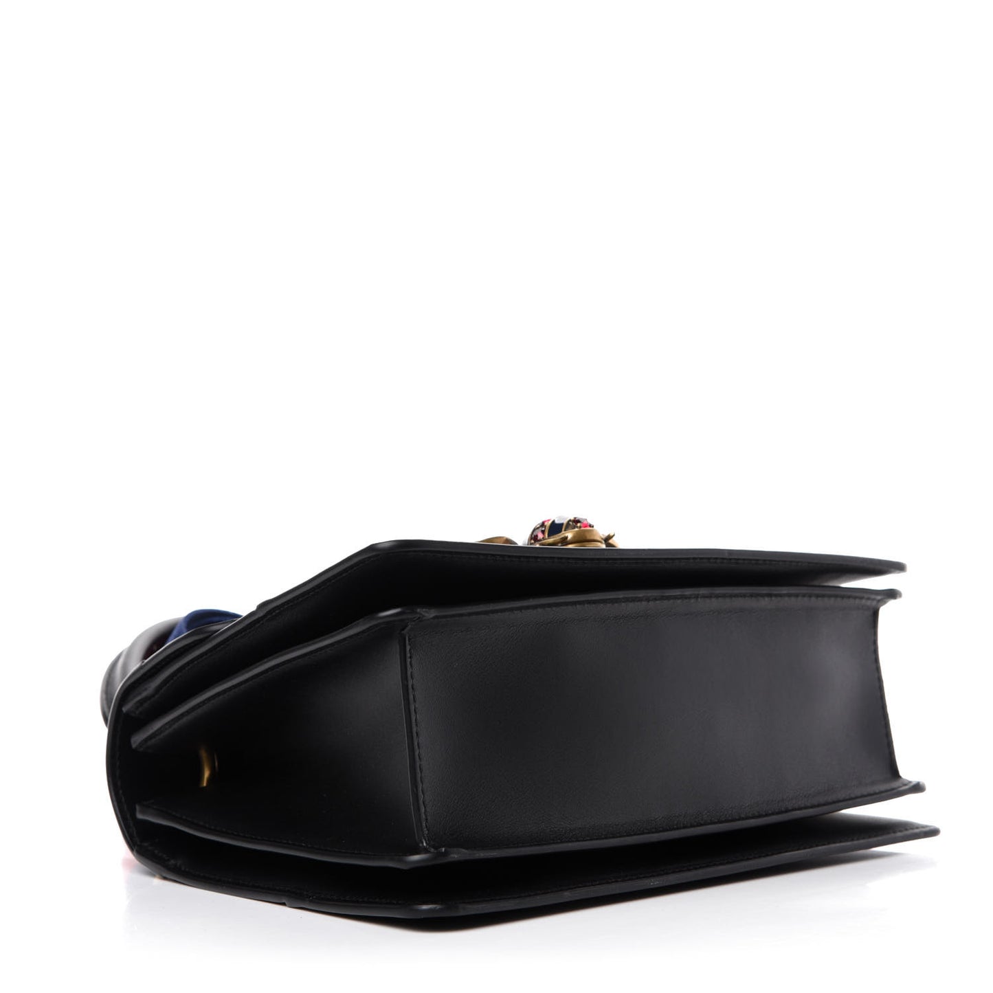 Calfskin Sylvie Web Small Queen Margaret Top Handle Bag Black