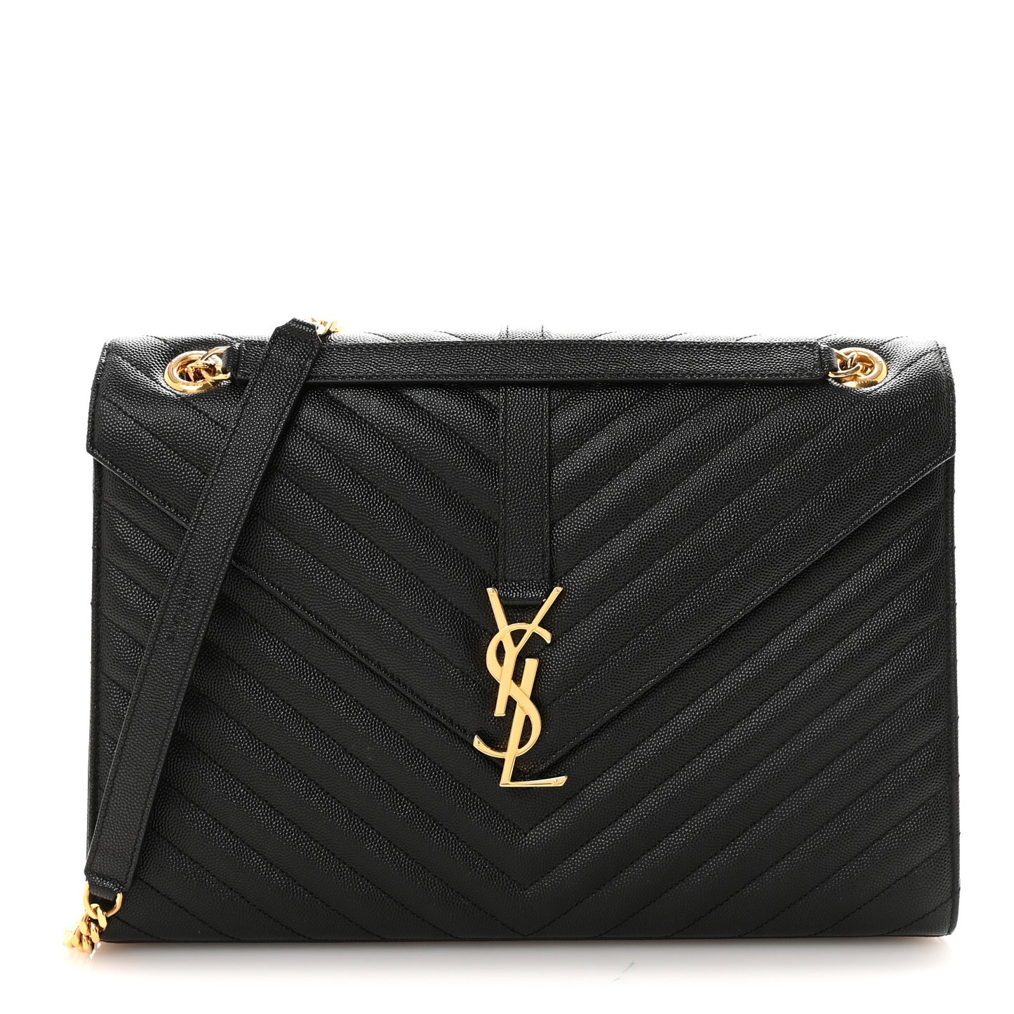 Grain De Poudre Matelasse Chevron Large Monogram Satchel Black