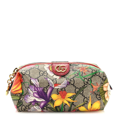 Gucci Soft GG Supreme Monogram Flora Calfskin Small Ophidia Cosmetic Case Beige Ebony Multicolor Rosso 1 of 6