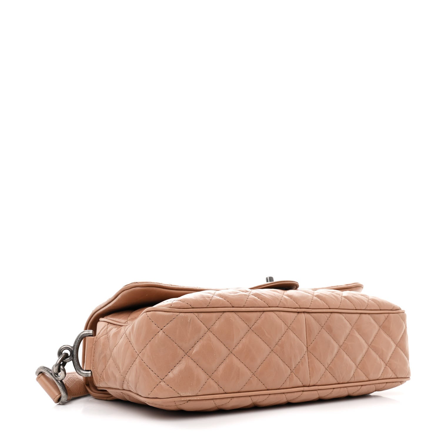 Chanel Aged Calfskin Quilted Medium Chain Detail Flap Light Brown 4 of 11
