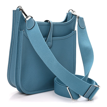 Hermes Taurillon Clemence Evelyne 23 Poche III New Blue Jean 2 of 10