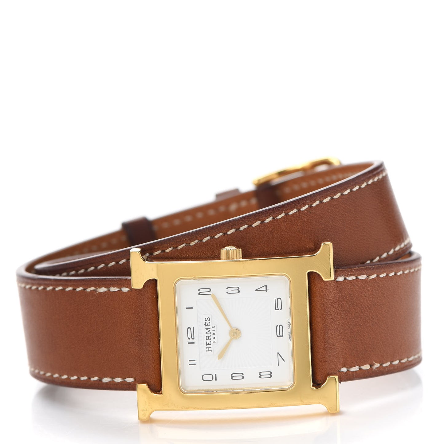 Stainless Steel Barenia 26mm Heure H Hour Double Tour Quartz Watch Fauve