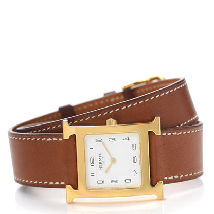Hermes Stainless Steel Barenia 26mm Heure H Hour Double Tour Quartz Watch Fauve 2 of 4