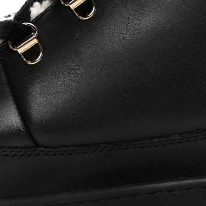 Chanel Calfskin Shearling CC Lace Up Boots 40.5 Black 13 of 16