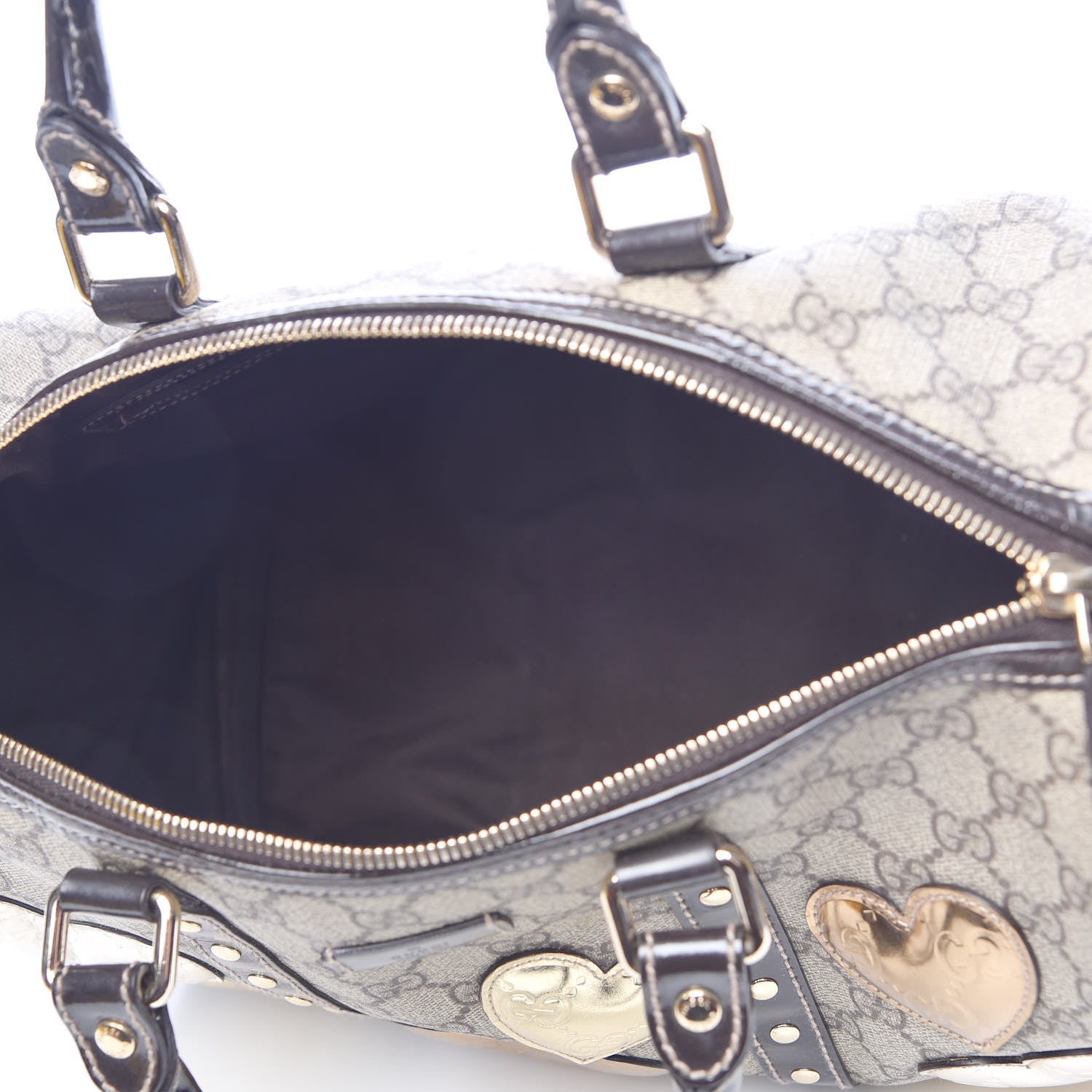 Gucci Monogram Guccissima Hearts Studded Medium Joy Boston Dark Brown 5 of 11